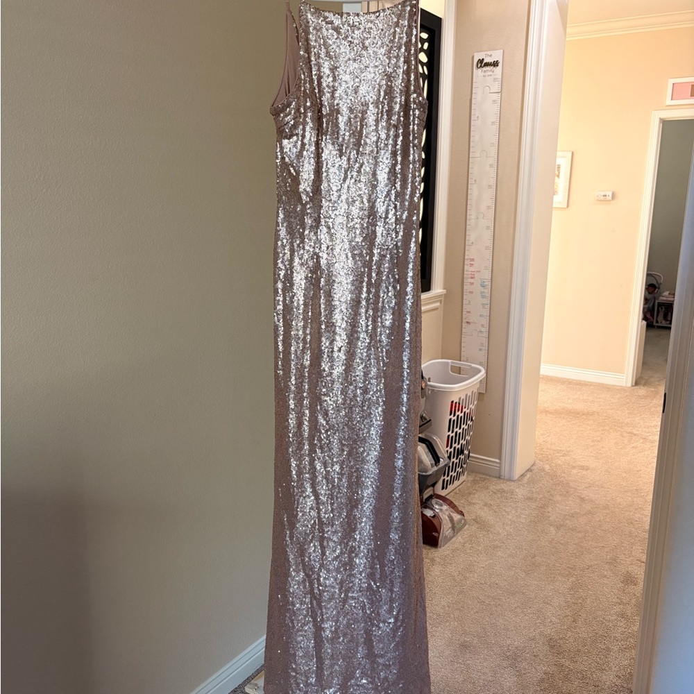 Lulu's Shimmering Silver Sequin Prom Dress